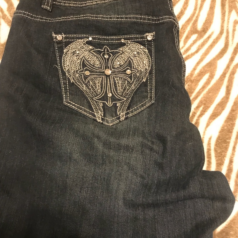 Avenue Boot Cut Jeans with Cross Detail